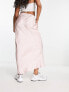 Фото #2 товара River Island bias zebra jacquard satin slip maxi skirt in light pink