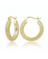 ფოტო #2 პროდუქტის 14K Gold Plated Ribbed Hoop Earrings