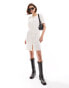 Фото #2 товара Object textured buttondown mini dress in off white