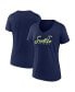 ფოტო #1 პროდუქტის Women's College Navy Seattle Seahawks Shine Time V-Neck T-shirt