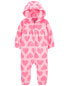 Baby Hearts Hooded Zip-Up Fleece Jumpsuit NB