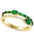 EFFY® Emerald (3/4 ct. t.w.) & Diamond (1/10 ct. t.w.) Stack Look Double Row Ring in 14k Gold