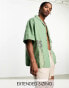 Фото #1 товара ASOS DESIGN boxy oversized revere poplin shirt with lace inserts in green