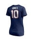 Women's Mac Jones Navy New England Patriots Plus Size Player Name and Number V-Neck T-shirt