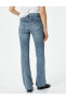 Фото #4 товара İspanyol Paça Kot Pantolon Yırtmaç Detaylı Dar Kesim Yüksek Bel - Victoria Slim Jeans