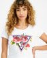 ფოტო #3 პროდუქტის Women's Roses Triangle Crewneck Short-Sleeve T-Shirt