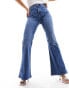 ASOS DESIGN '70's' sculpting super stretch flared jeans in mid blue