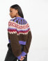 Urban Revivo fairisle cropped jumper in brown multi Разноцветный, XS - EU 34 - фото #4