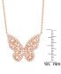 ფოტო #5 პროდუქტის Cubic Zirconia Red Ombre Butterfly Pendant 18" Necklace in Silver Plate, Gold or Rose Gold Plate