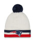 Фото #1 товара Men's White New England Patriots Retro Cuffed Knit Hat with Pom
