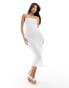 Фото #4 товара Kaiia linen bandeau pocket detail front split midaxi dress in white