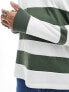 ASOS DESIGN oversized long sleeve polo with white and green cut & sew