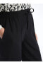 Фото #2 товара Beli Lastikli Düz Keten Karışımlı Kadın Pantolon