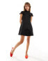 Closet London pleated cap sleeve mini dress in black