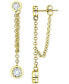 ფოტო #1 პროდუქტის Cubic Zirconia Bezel Chain Front to Back Drop Earrings in 18k Gold-Plated Sterling Silver, Created for Macy's