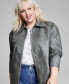 Фото #3 товара Trendy Plus Size Faux-Leather Zip-Front Jacket