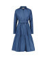 ფოტო #3 პროდუქტის Women's Faille Long Sleeve Collared Belted Midi Dress