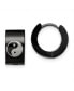 ფოტო #1 პროდუქტის Stainless Steel Black plated Hinged Hoop Yin Yang Earrings
