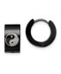 Фото #1 товара Stainless Steel Black plated Hinged Hoop Yin Yang Earrings