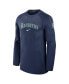 Фото #3 товара Men's Navy Seattle Mariners Authentic Collection Game Time Raglan Performance Long Sleeve T-Shirt