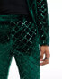 ASOS DESIGN skinny diamond sequin suit trouser in dark green