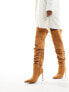 Фото #11 товара ASOS DESIGN Kingdom heeled ruched over the knee boots in tan