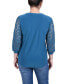 ფოტო #2 პროდუქტის Women's Lace-Sleeve V-neck Top