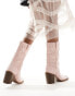 Фото #4 товара Public Desire Texas western mid ankle boot with snake print in pink