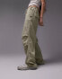 Topshop balloon parachute linen trouser in sage