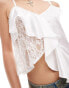 COLLUSION satin lace mix deconstructed cami top in ivory Бежевый, 32 - фото #3