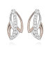 Sparkling bicolor earrings with cubic zirconia SC476