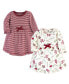 Фото #1 товара Infant Girl Organic Cotton Long-Sleeve Dresses 2pk, Holly Berry