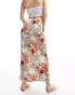 Miss Selfridge picot trim bias maxi skirt in patchwork print