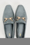 Split leather loafers with chain detail