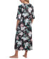 ფოტო #2 პროდუქტის Women's Printed 3/4-Sleeve Zip-Front Robe