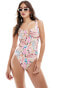 ASOS DESIGN Marrakech v-wire swimsuit in multi Marrakesch-Print, 32 - фото #1