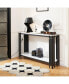 Modern Black/Gold Console Table with Faux Marble Top