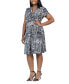 ფოტო #3 პროდუქტის Plus Size Short Sleeve Rouched Wrap Dress