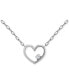 ფოტო #1 პროდუქტის Cubic Zirconia Accent Open Heart Pendant Necklace in Sterling Silver, 16" + 2" extender, Created for Macy's