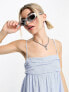 COLLUSION spaghetti strap volume mini sun dress in blue stripe