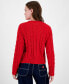 Фото #2 товара Juniors' Crewneck Chunky Cable-Knit Cardigan