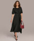 Фото #1 товара Donna Karan Women's Puff-Sleeve Belted A-Line Dress