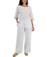 ფოტო #5 პროდუქტის Women's Boat-Neck 3/4-Sleeve Gauze Top, Created for Macy's