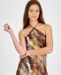 ფოტო #3 პროდუქტის Women's Printed Lace-Trim Halter Sleeveless Maxi Dress