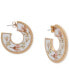 ფოტო #5 პროდუქტის Gold-Tone Medium Pressed Flower Open Hoop Earrings, 1.35"