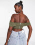 Фото #2 товара Jaded Rose drape sleeve corset top in khaki