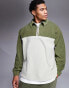 ASOS DESIGN oversized rugby polo fleece sweatshirt in green and grey