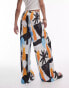 Фото #2 товара Topshop abstract art crinkle plisse trouser