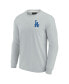 Men's and Women's Gray Los Angeles Dodgers Super Soft Long Sleeve T-shirt