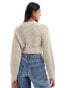 JJXX cropped boxy ribbed jumper in beige marl Meliertes Federgrau, S - EU 36 - фото #2